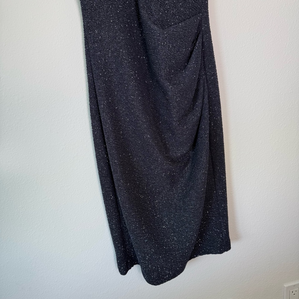 Eliza J Shimmer Black‎ twist halter ruched mini dress size 2 - Picture 5 of 10